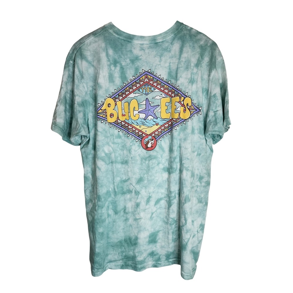Buc-ee's Shirt‎ Women's Large Shirt Sleeve Tie Die Summer Beach Blue